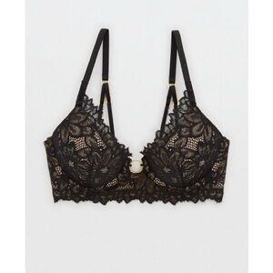 Aerie Real Sunkissed Lace Power Plunge Push Up Bra